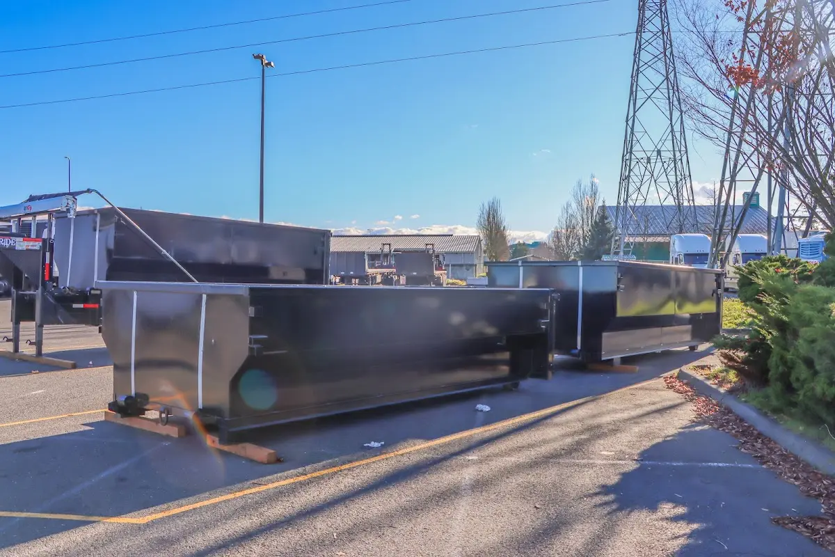 Roll-off dumpster ready for waste disposal at job site for 6 Yard Dumpster Rental in Millburn